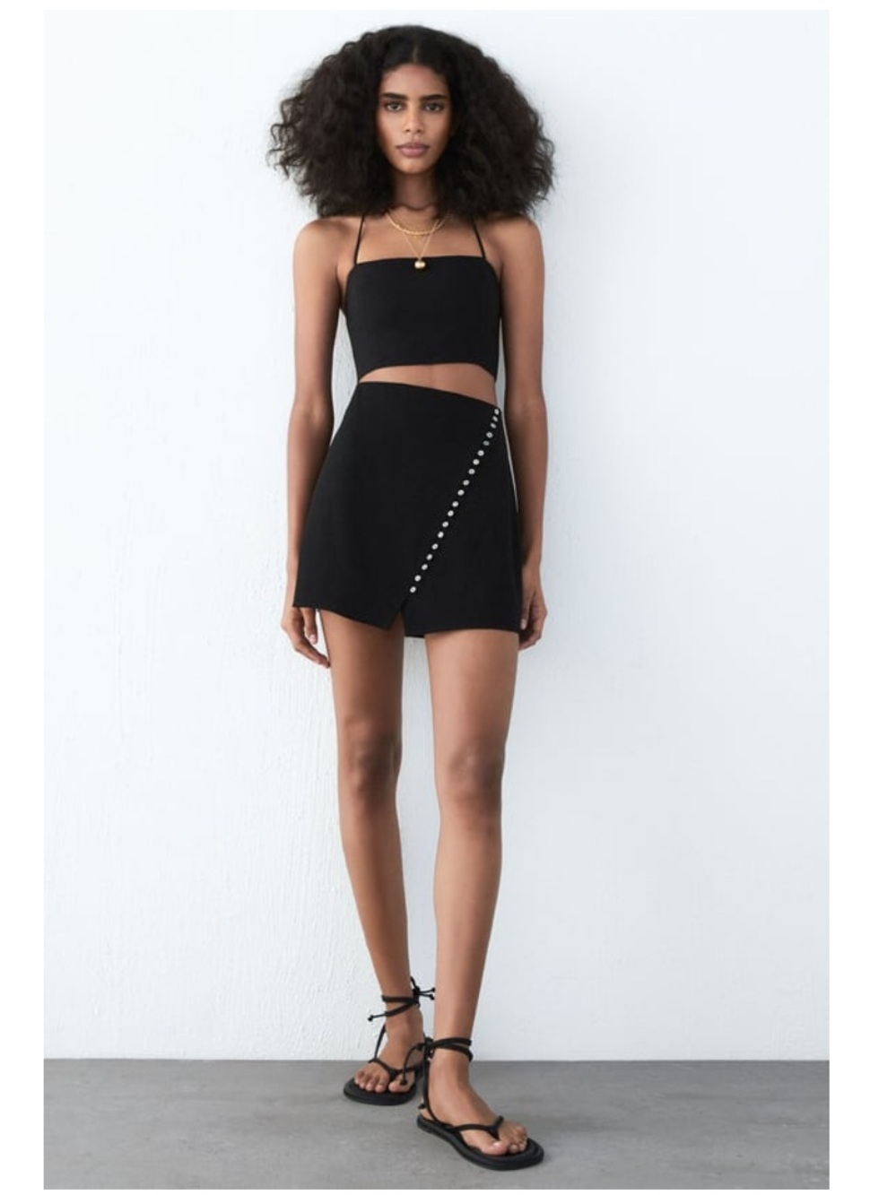 NWT Zara Linen Blend Black Mini Skirt